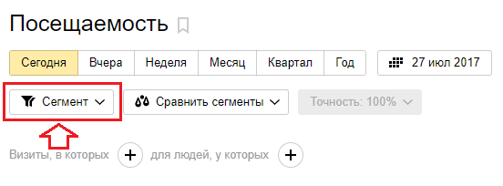 Создаём сегмент в Яндекс Метрике